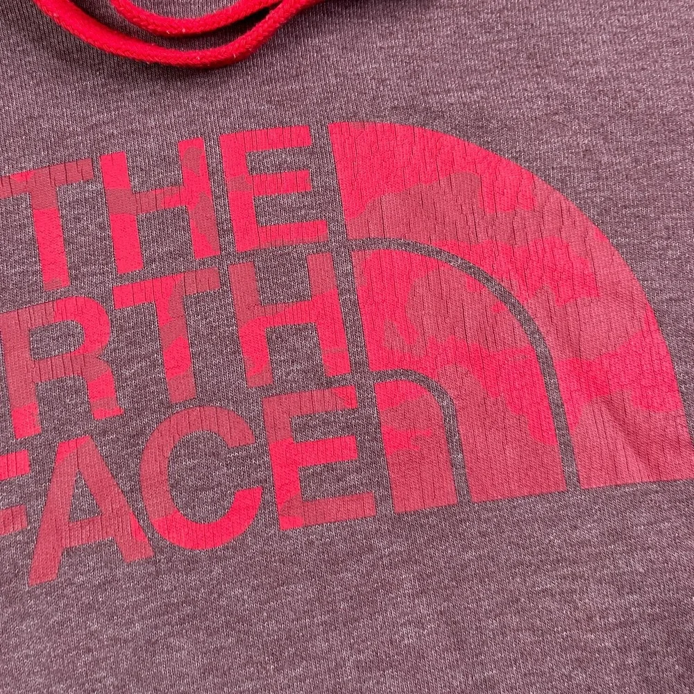 The North Face Hoodie Mens Medium Red Maroon Half Dome‎ Logo Pullover Sweatshirt